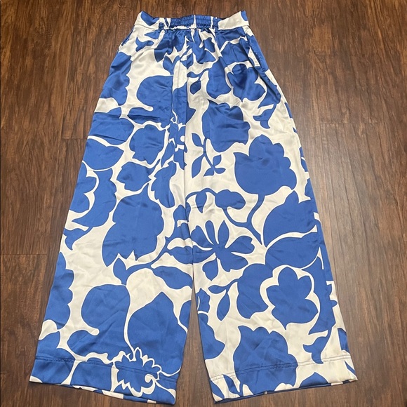 NWT House Of Harlow 1960 Palazzo Pants blue white wide leg high waist small - Picture 2 of 16